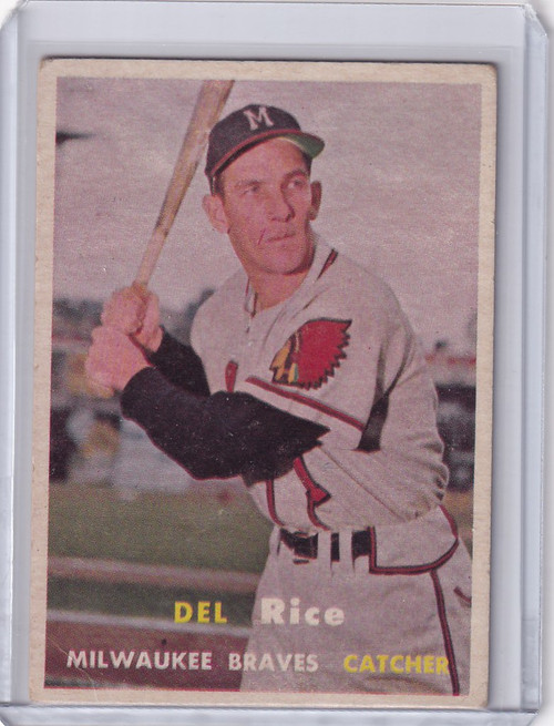 1957 Topps Baseball #193 Del Rice - Milwaukee Braves