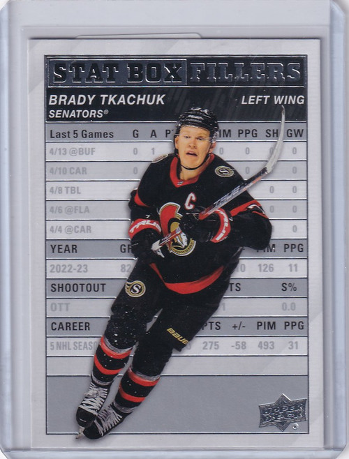 2023-24 Upper Deck Series 1 Stat Box Filler #SB-17 Brady Tkachuk Ottawa Senators