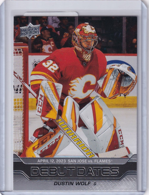 2023-24 Upper Deck Series 1 Debut Date #DD-5 Dustin Wolf - Calgary Flames