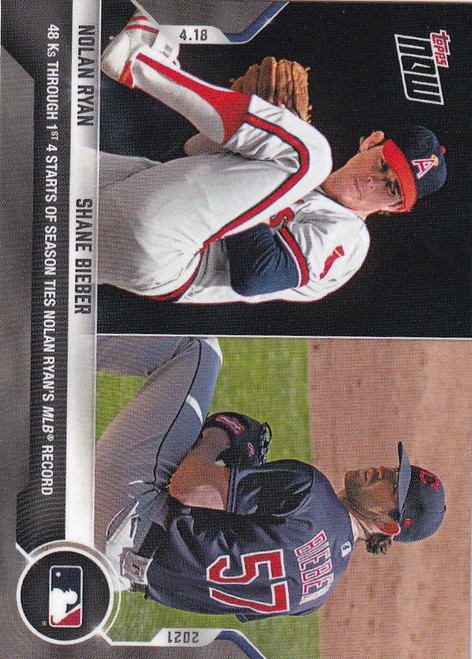 2021 TOPPS NOW #96 SHANE BIEBER CLEVELAND INDIANS 48K THROUGH 1ST STARTS