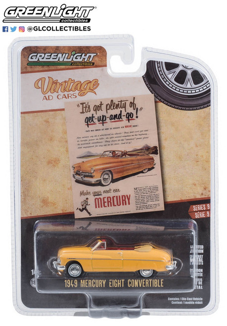 Greenlight 1:64 Vintage Ad Cars SR 9 1949 Mercury Eight Convertible