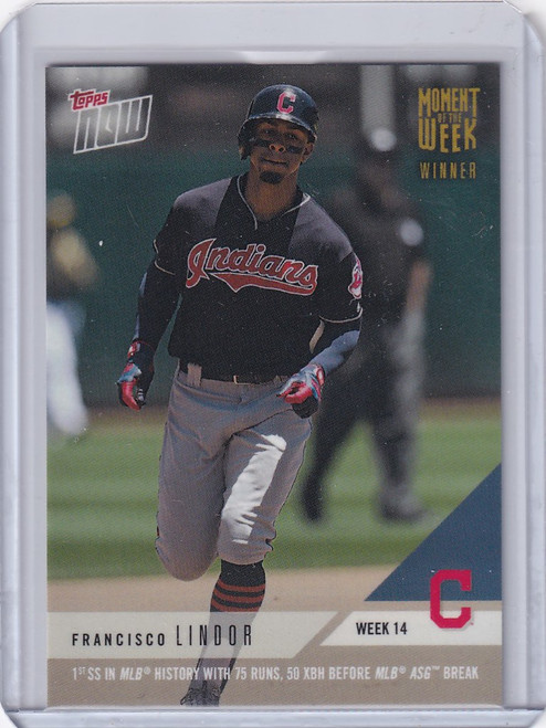 2018 TOPPS NOW MOMENT OF WEEK WINNER GOLD #MOW-14W FRANCISCO LINDOR CLEVELAND