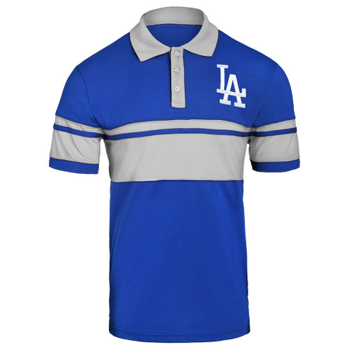 MLB Team Apparel Cotton Stripe Polo Team Color Los Angeles Dodgers