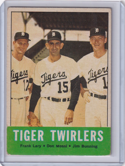 1963 Topps 218 Tiger Twirlers - Frank Lary / Don Mossi / Jim Bunning