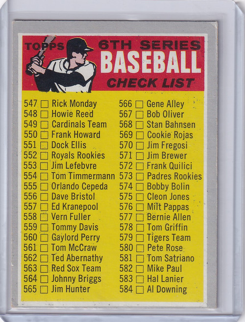1970 Topps Baseball #542 6th Series Checklist (#547-633 )