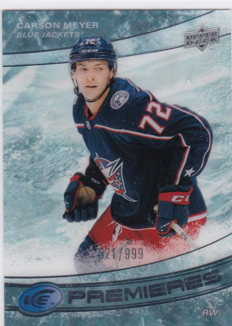 2022-23 Upper Deck Ice #191 Carson Meyer Clear 621/999 Columbus Blue Jackets