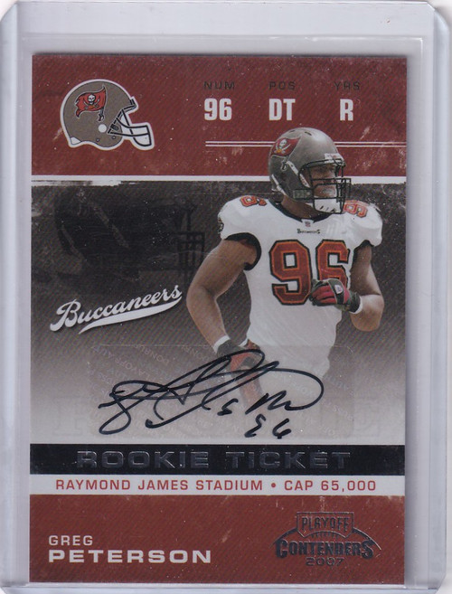 2007 Donruss Playoff Auto Greg Peterson Tampa Bay Buccaneers