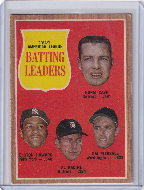 1962 Topps #51 1961 AL Batting Leaders - Cash/Howard/Kaline/Piersall