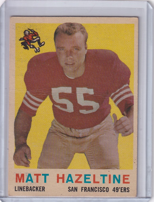 1959 Topps Football # 72 Matt Hazeltine - San Francisco 49ers