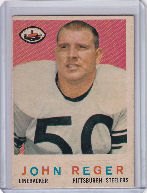 1959 Topps Football # 124 John Reger RC - Pittsburgh Steelers