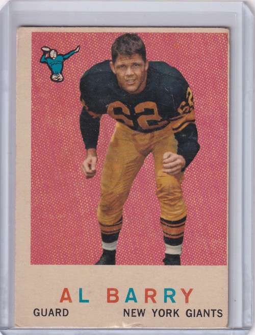 1959 Topps Football # 138 Al Barry RC - New York Giants