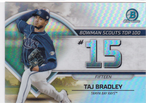 2023 Bowman Chrome Scouts Top 100 #BTP-15 Taj Bradley Tampa Bay Rays