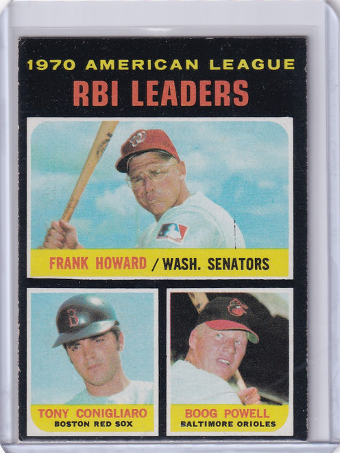 1971 Topps Baseball #63 AL 1970 RBI Leaders - Howard / Conigliaro / Powell