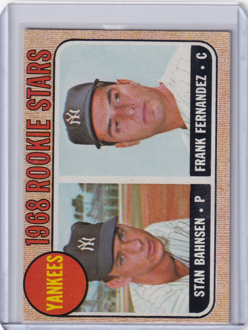 1968 Topps Baseball #214 Yankees Rookies - Stan Bahnsen / Frank Fernandez RC