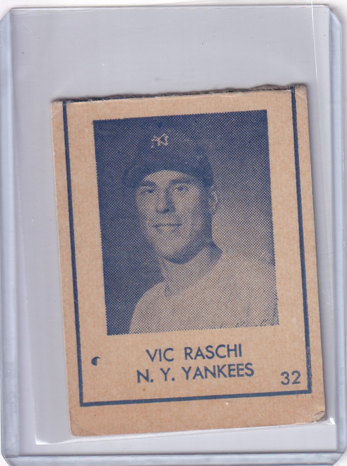 1948 R346 Blue Tint #32 Vic Raschi - New York Yankees