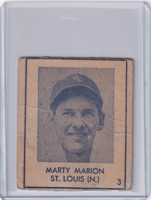 1948 R346 Blue Tint #3 Marty Marion - St Louis Cardinals