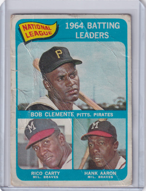 1965 Topps Baseball #2 NL 1964 Batting Leaders - Clemente / Carty / Aaron