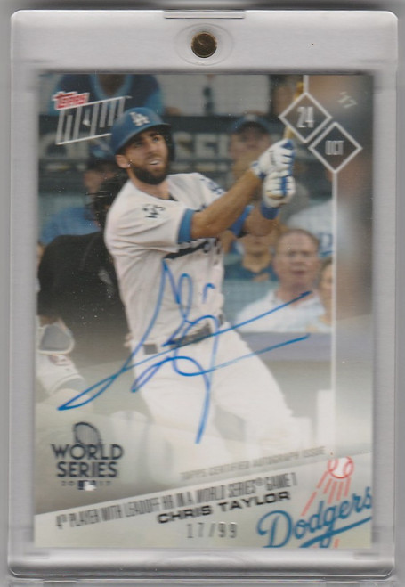 2017 Topps Now Auto 816B CHRIS TAYLOR 4th TO LEAD OFF WORLD SERIES WITH HR 17/99