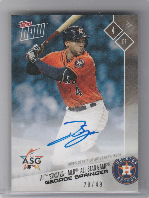 2017 Topps Now Auto #AS-16B ON-CARD 28/49 GEORGE SPRINGER ASTROS ALL STAR