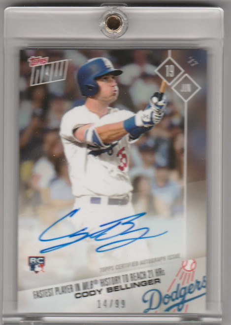 2017 Topps Now Auto #270A Cody Bellinger Fastest Player to 21 HR 19/99