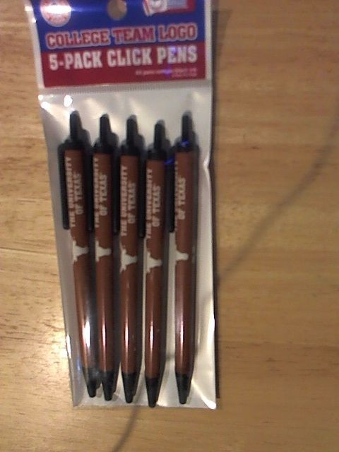 NCAA Official Licensed Click Pens 5 pack Black Ink Choose Your Team