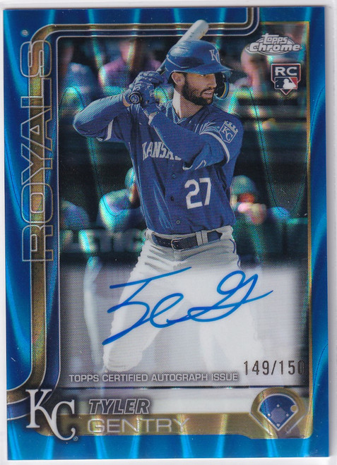 2025 Topps Chrome Blue Wave Auto RATGE 149/150 Tyler Gentry - Kansas City Royals