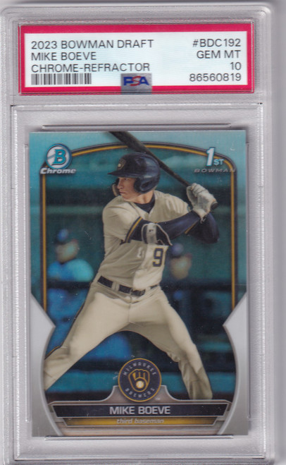 2023 Bowman Draft Refractor PSA 10 BDC-192 Mike Boeve - Milwaukee Brewers 2023 Bowman Draft Refractor PSA 10 BDC-192 Mike Boeve - Milwaukee Brewers