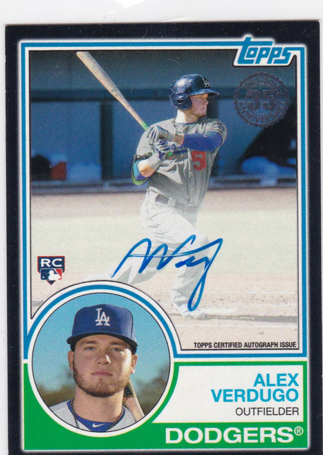 2018 Topps #83A-AV Alex Verdugo Auto RC 98/99 Black Border Los Angeles Dodgers