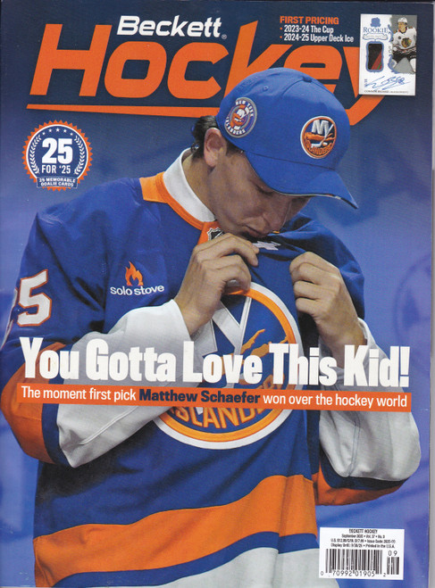 August 2025 Hockey Beckett Monthly Price Guide Vol 37 No 9 Matthew Schaefer