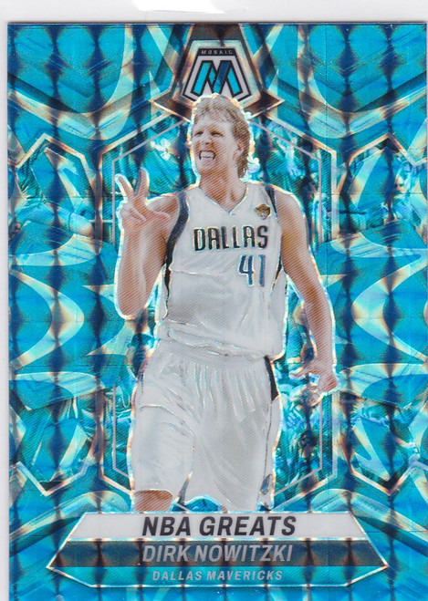 2023-24 Panini Mosaic #298 Dirk Nowitzki Blue Prizm Dallas Mavericks