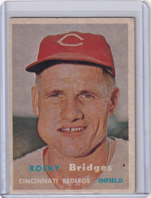 1957 Topps Baseball #294 Rocky Bridges - Cincinnati Reds DP