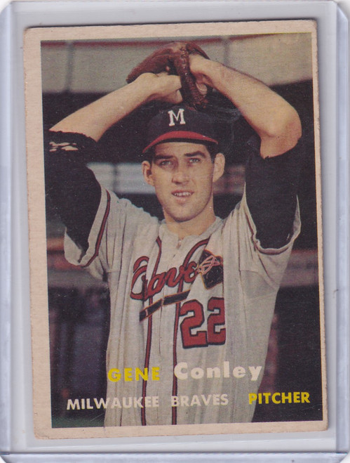 1957 Topps Baseball #28 Gene Conley - Milwaukee Braves