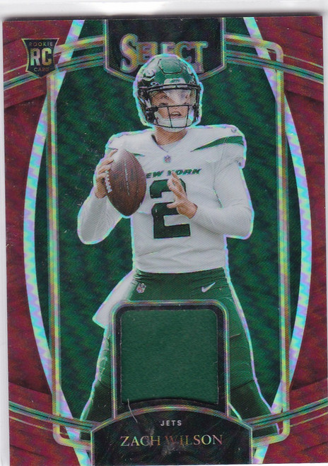 2021 Panini Select #RSW-ZW1 Zach Wilson RC Patch Red Prizm Jets
