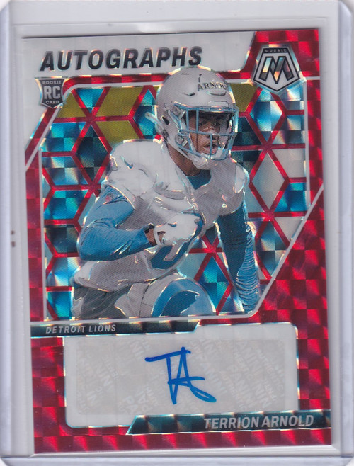 2024 Panini Mosaic Red Prizm Auto #TAD Terrion Arnold 35/199 - Detroit Lions