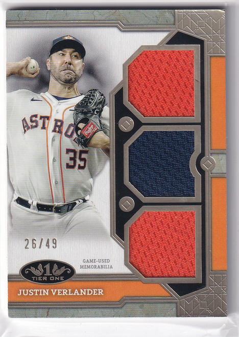 2024 Topps Tier 1 Triple Relic GU #JV Justin Verlander 26/49 - Houston Astros
