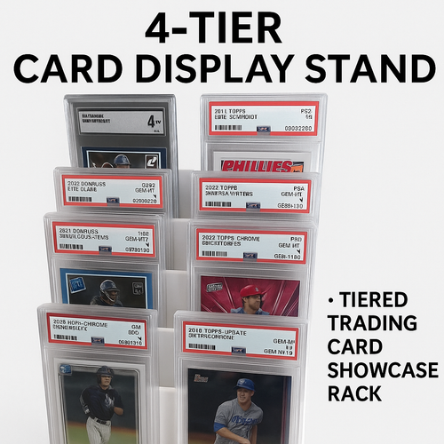 4-Tier Trading Card Display Stand Holds PSA, SGC Slabs Sports Cards & TCG 4-Tier Trading Card Display Stand Holds PSA, SGC Slabs Sports Cards & TCG