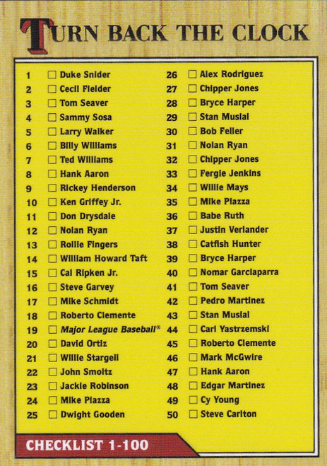 2021 TURN BACK THE CLOCK CHECKLIST 1-100