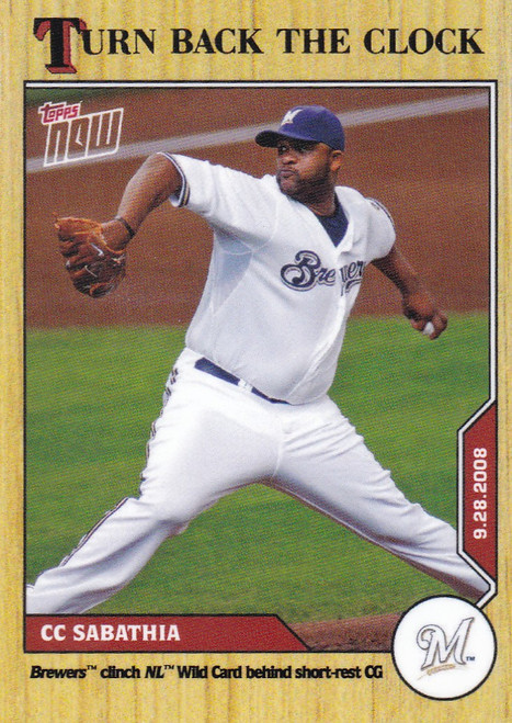 2020 TURN BACK THE CLOCK #182 CC SABATHIA- MILWAUKEE BREWERS