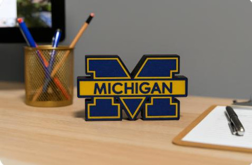 Michigan Wolverines Logo Sign | 3D Printed NFL Football Desk & Wall Display