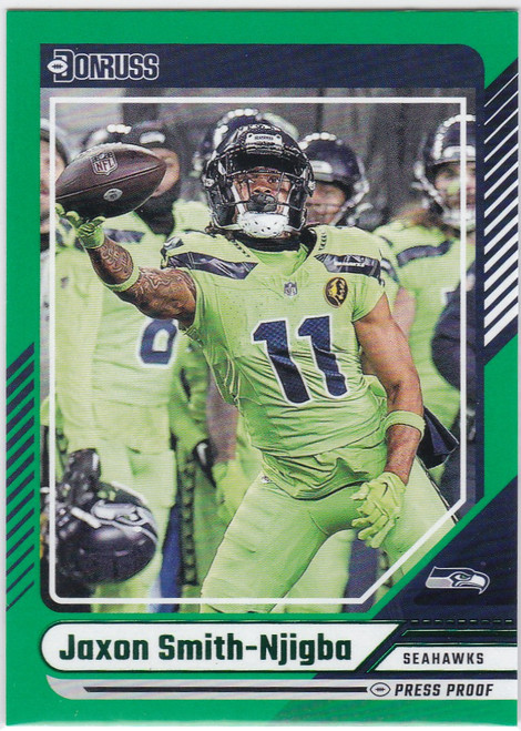 2025 Panini Donruss #16 Jaxon Smith-Njigba Green Press Proof Seattle Seahawks