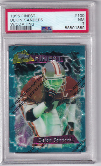 1995 Finest w/ Coating PSA 7 #100 Deion Sanders - San Francisco 49ers