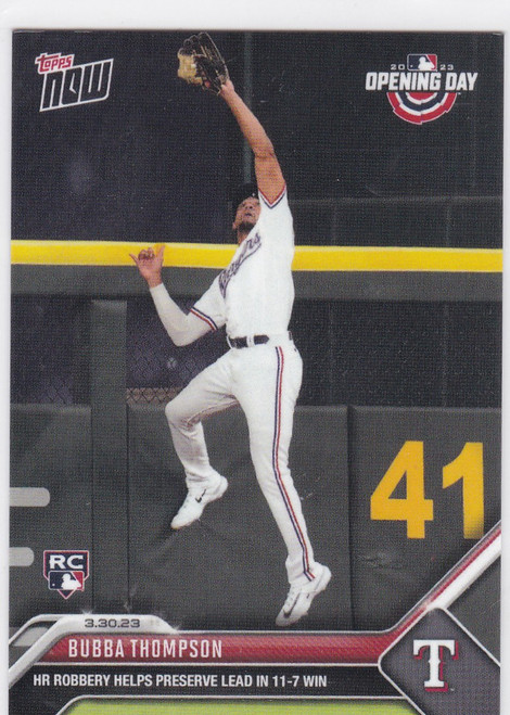 2023 TOPPS NOW #8 BUBBA THOMPSON- TEXAS RANGERS