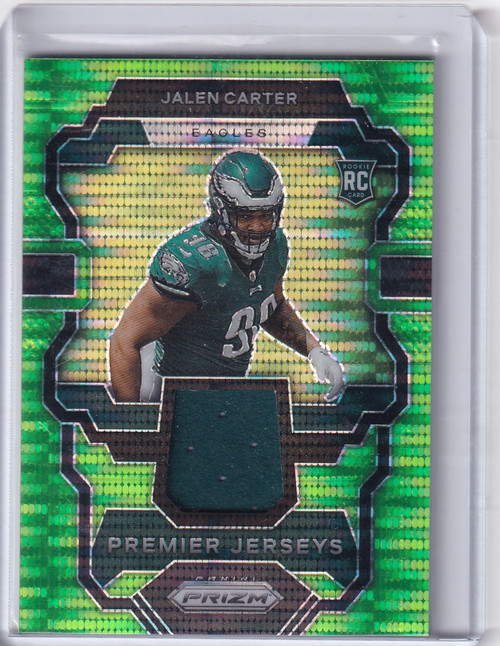 2023 Panini Prizm Premier Jerseys Green Pulsar #PJ-JC Jalen Carter - Eagles 2023 Panini Prizm Premier Jerseys Green Pulsar #PJ-JC Jalen Carter - Eagles