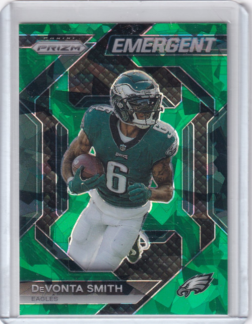 2023 Panini Prizm Emergent Green Cracked Ice #H-11 Devonta Smith - Eagles 2023 Panini Prizm Emergent Green Cracked Ice #H-11 Devonta Smith - Eagles