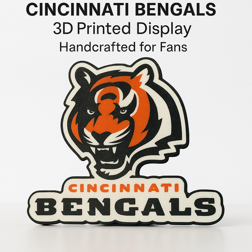 Cincinnati Bengals Head Logo Sign | 3D Printed NFL Football Desk & Wall Display