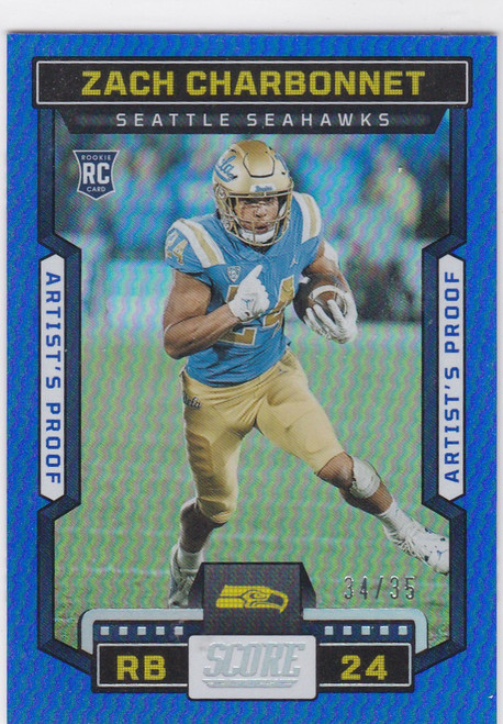 2023 Score Blue Artist Proof RC #320 Zach Charbonnet 34/35 Seattle Seahawks
