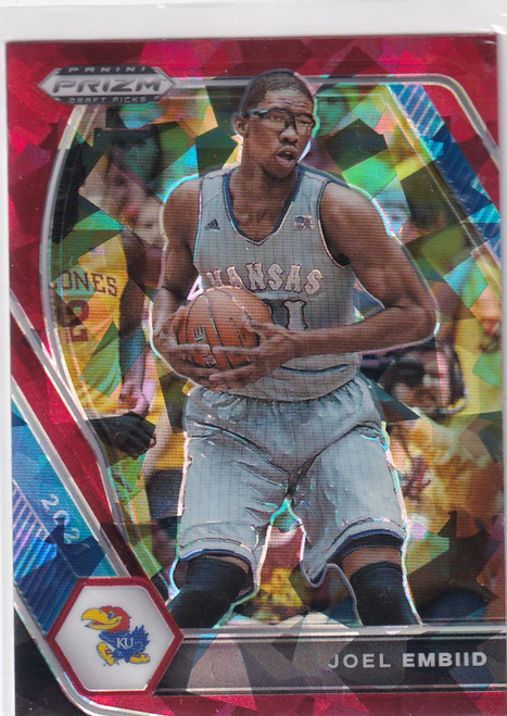 2021 PRIZM #59 JOEL EMBID RED CRACKED ICE- PHILADELPHIA 76ERS