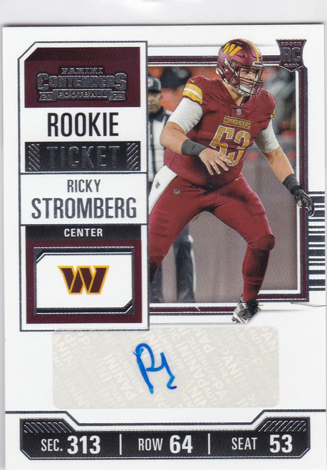 2023 Panini Contenders #165 Ricky Stromberg RC Auto Washington Commanders
