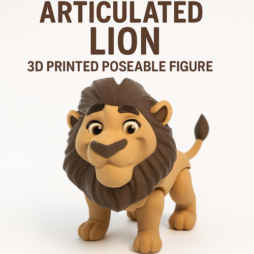 3D Printed Lion Male Figure – Articulated Multi-Color African Animal