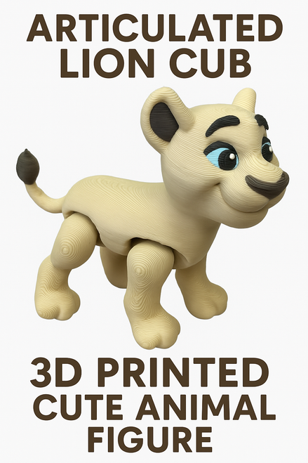 3D Printed Lion Female Figure – Articulated Multi-Color African Animal